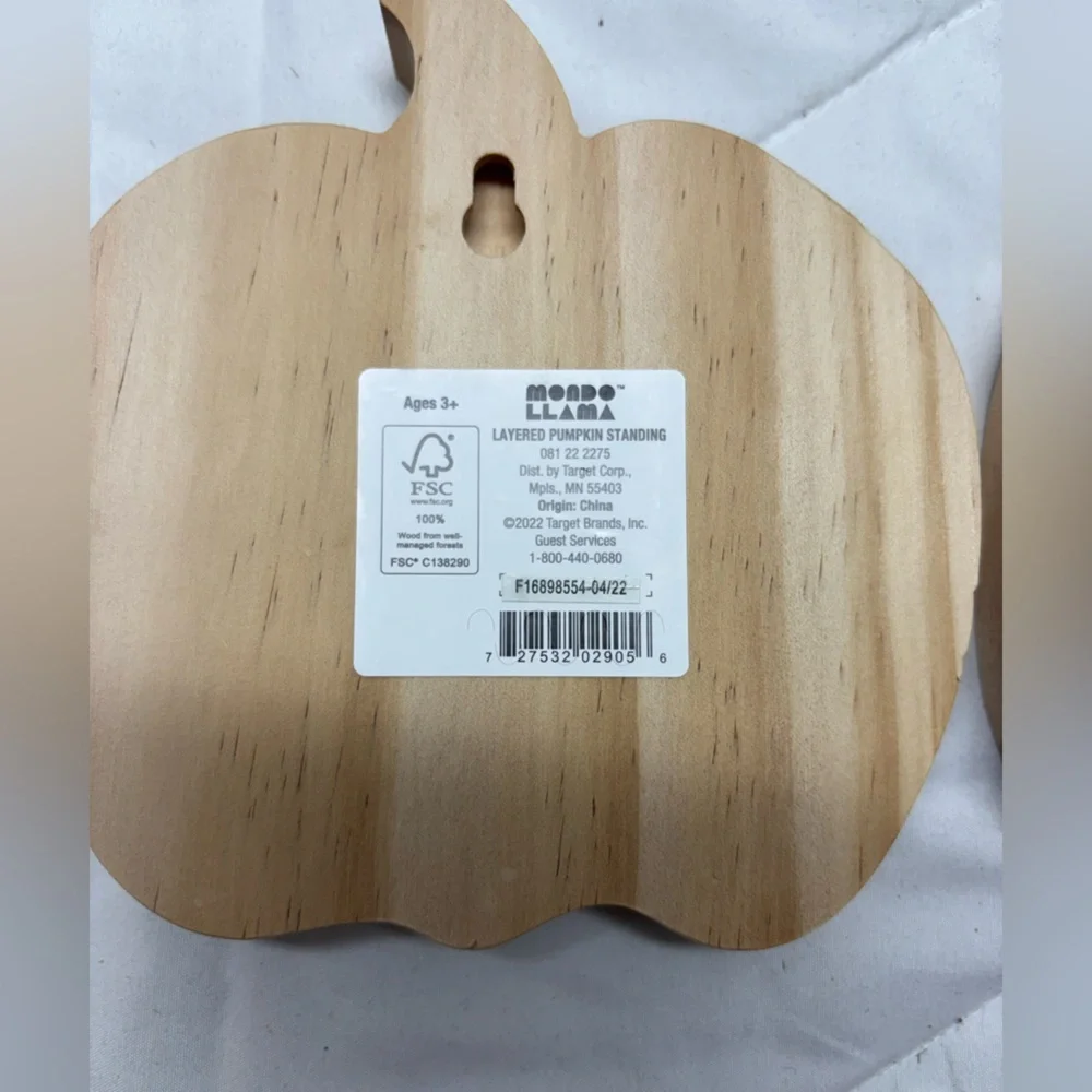 Mondo Llama Layered Pumpkin Standing Natural Wood Set of 2- perfect for craft